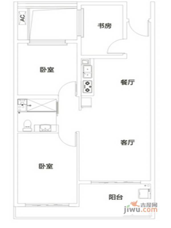 璞海3室2厅1卫83㎡户型图