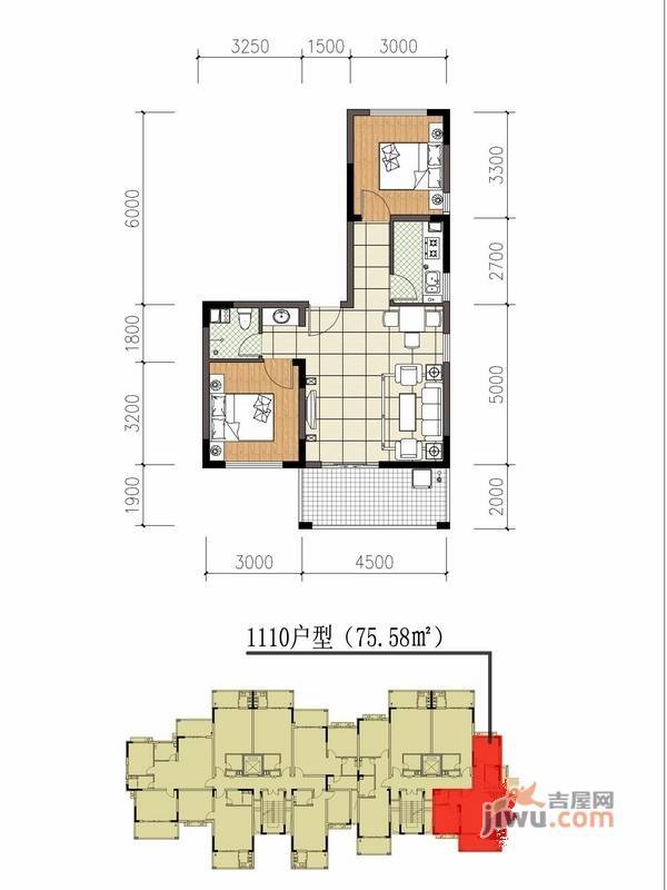 南天凤凰城2室2厅1卫102.5㎡户型图