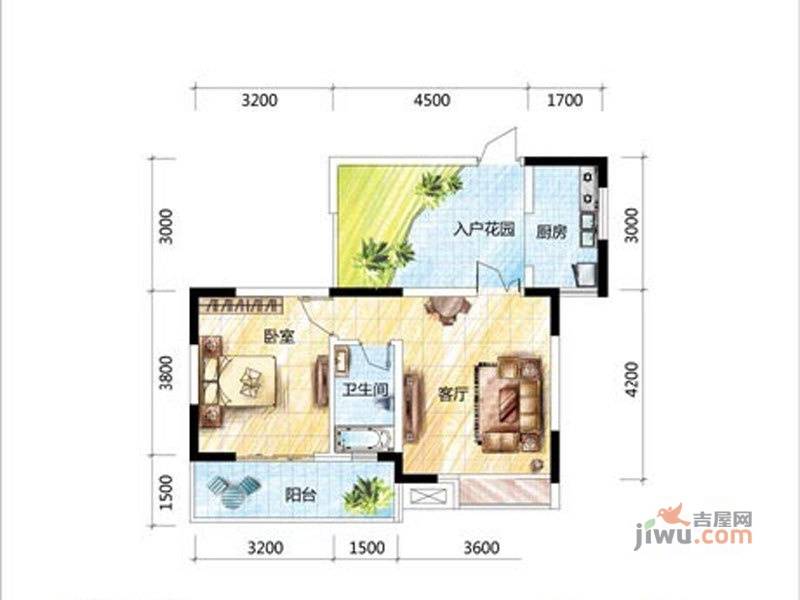 正居金福第1室1厅1卫62.2㎡户型图