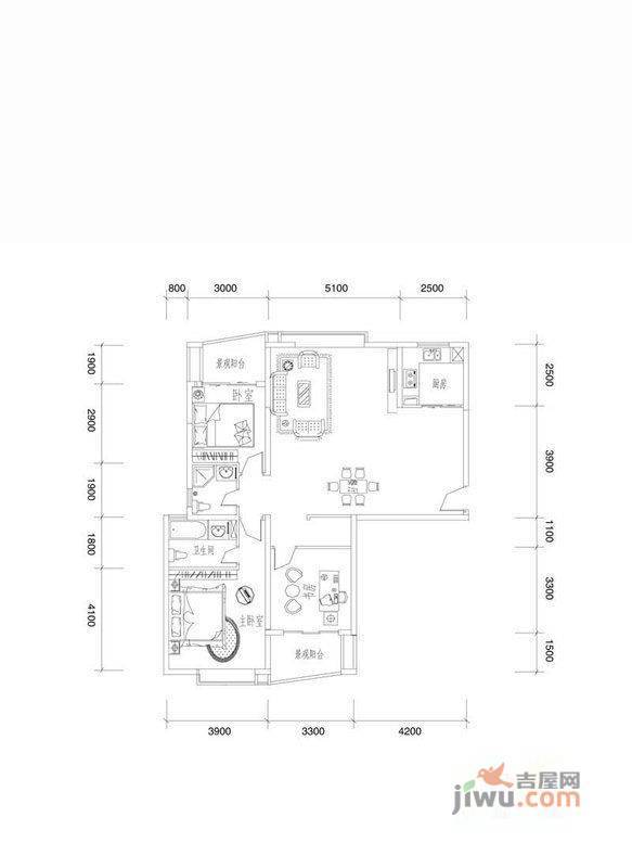 上东·龙城世家3室2厅2卫户型图