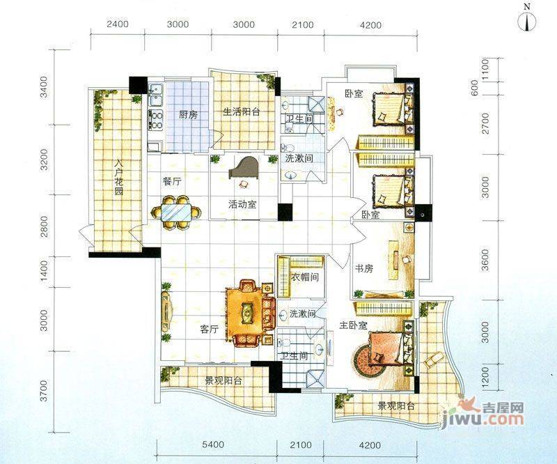 上东·龙城世家5室2厅2卫228.4㎡户型图