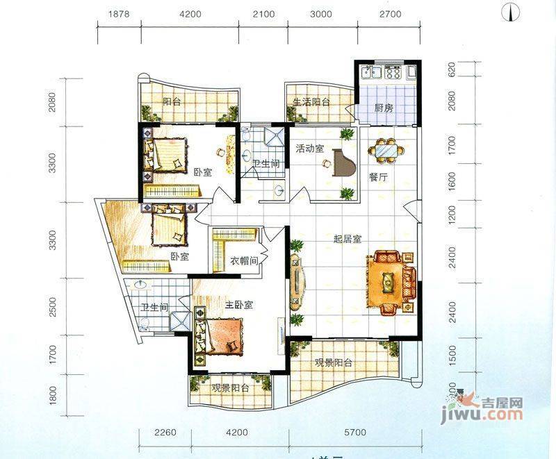 上东·龙城世家4室2厅2卫179.8㎡户型图