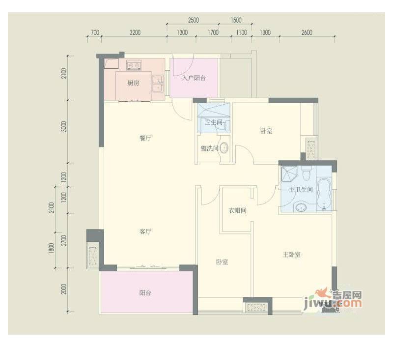 东郡尚苑3室2厅2卫133.3㎡户型图