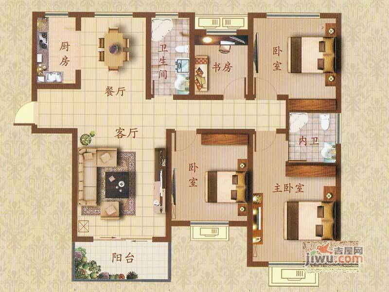 文华名邸4室2厅2卫137.1㎡户型图