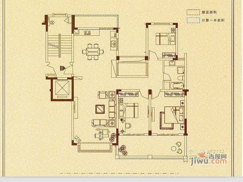 乐天桐墅湾3室2厅1卫139.9㎡户型图