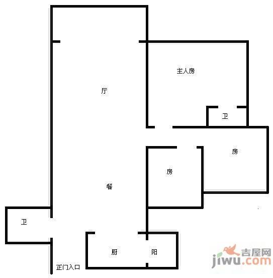 愉翠雅园3室2厅2卫85㎡户型图