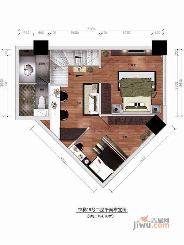 新都国际2室2厅1卫112㎡户型图