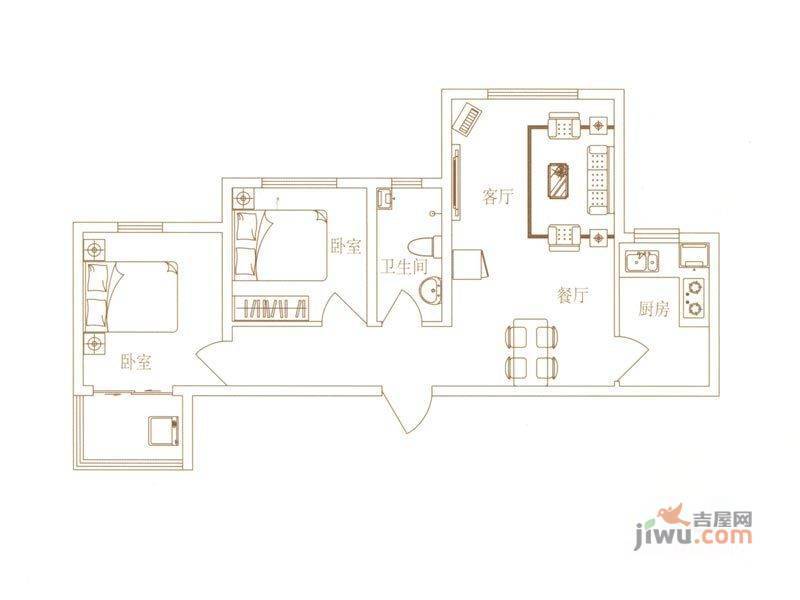 园林府邸2室2厅1卫78㎡户型图