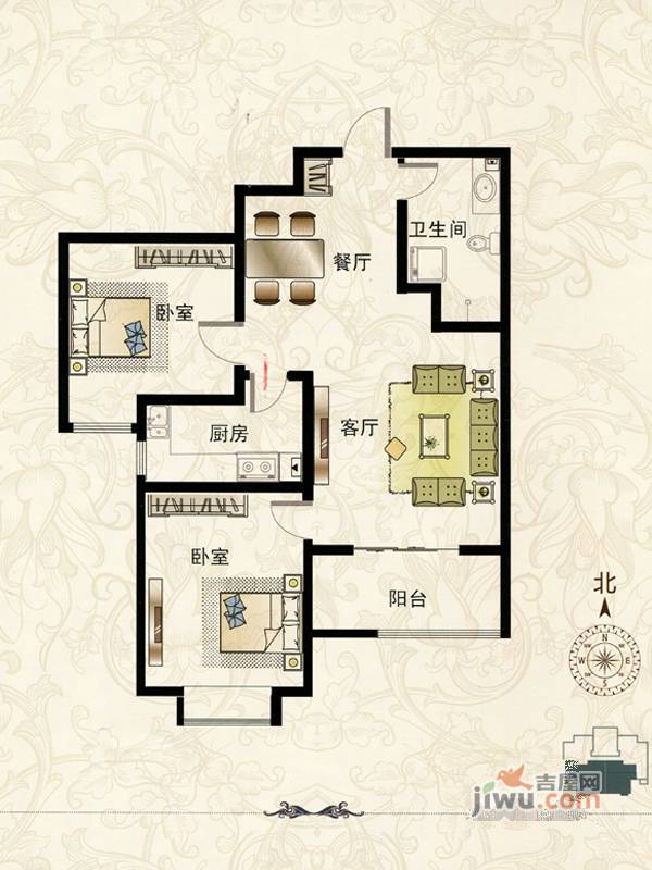 北城枫景3室2厅2卫146㎡户型图