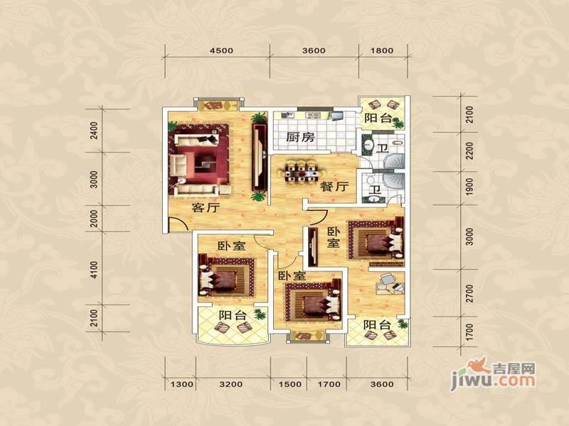 南城一品3室2厅2卫133.6㎡户型图