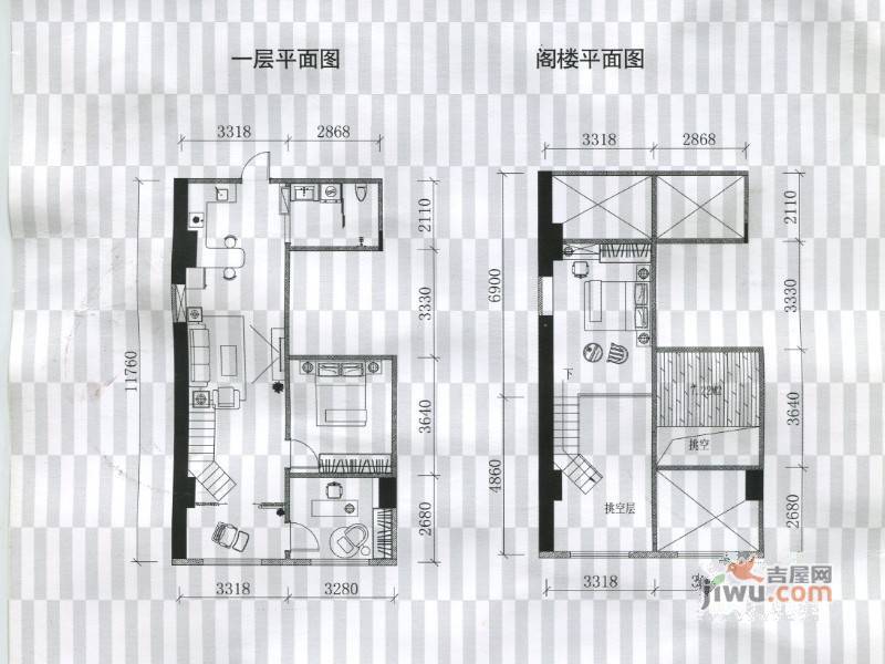 立方公寓2室1厅1卫82.6㎡户型图