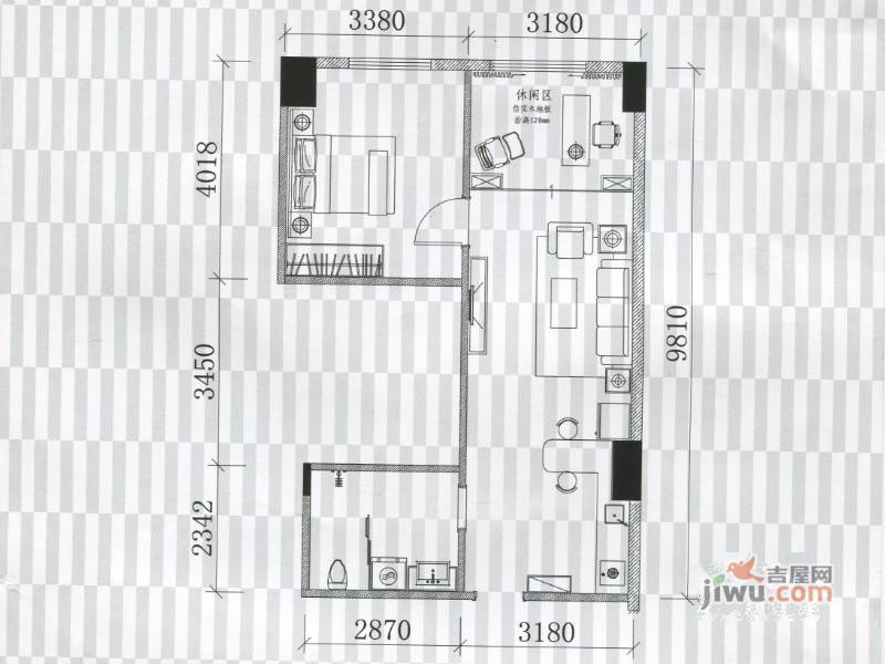 立方公寓1室1厅1卫66.9㎡户型图