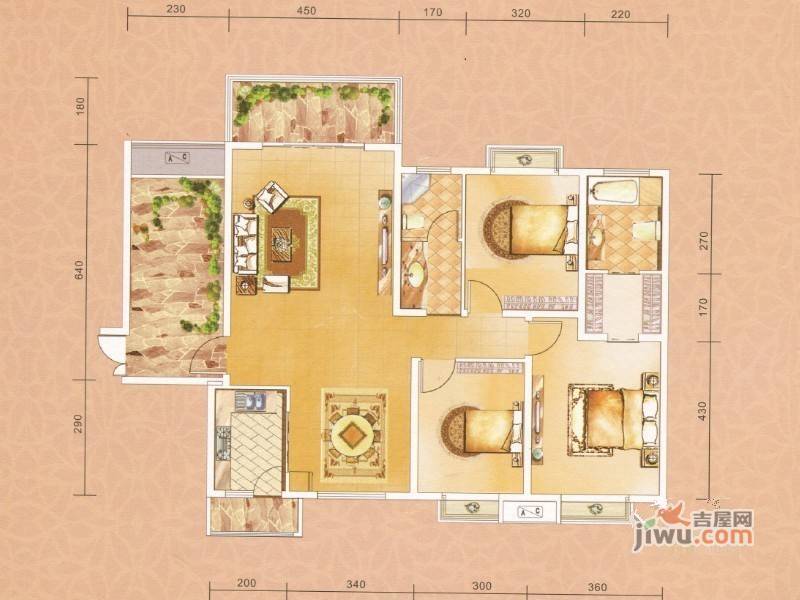 天水豪廷3室2厅2卫133.1㎡户型图