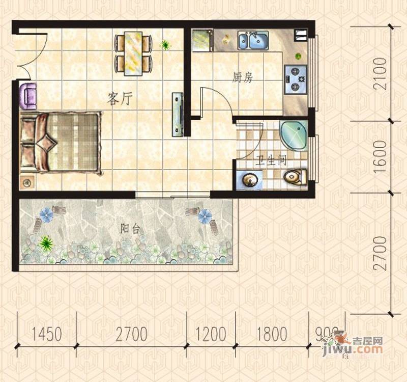 颐和苑普通住宅37.6㎡户型图