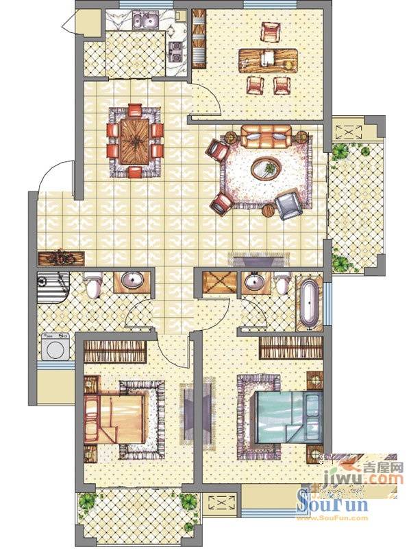 梧桐公馆3室2厅2卫117.8㎡户型图