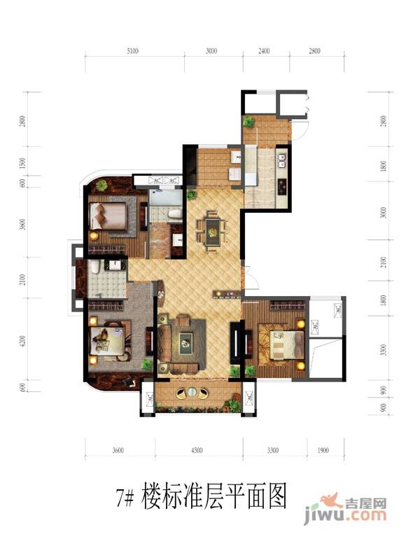 融侨华府3室2厅2卫140㎡户型图