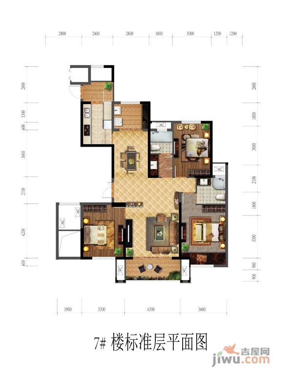 融侨华府3室2厅2卫143㎡户型图