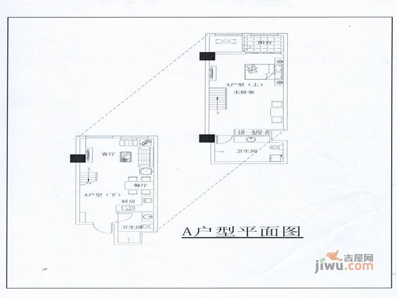 中星国际2室2厅1卫111㎡户型图