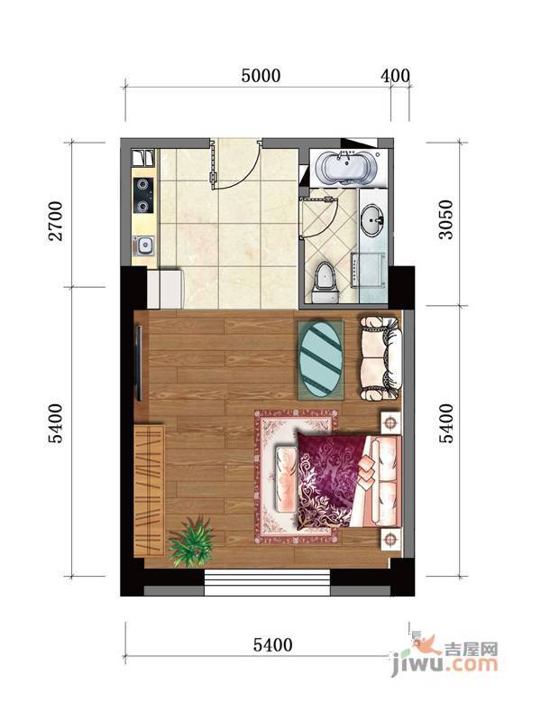 MINI公馆1室1厅1卫63.9㎡户型图