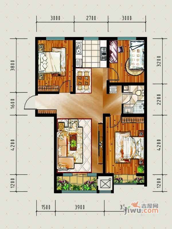 金熙嘉园·雅廷3室2厅1卫113㎡户型图