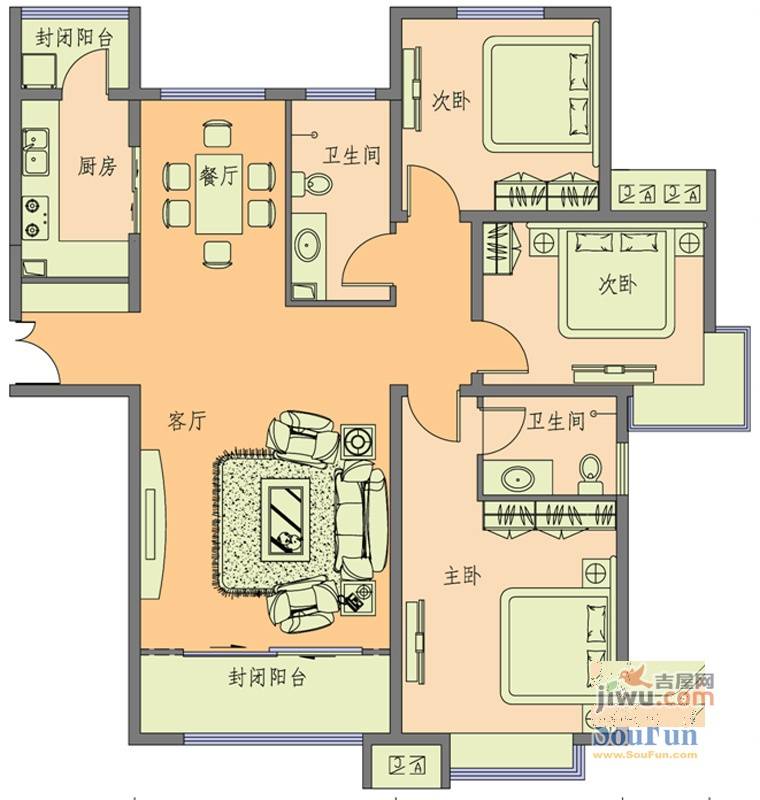 水岸小镇普通住宅205㎡户型图