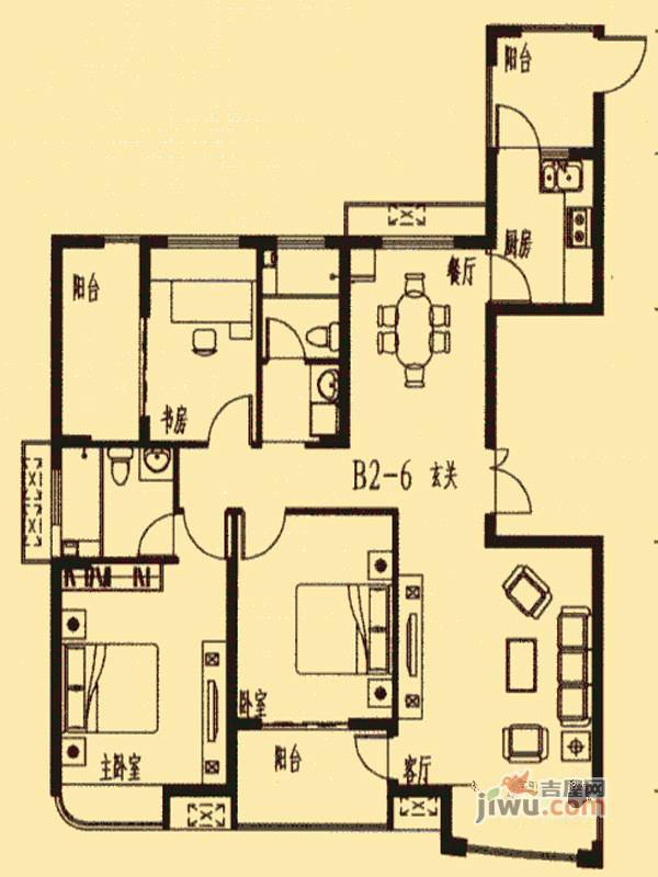 丰瑞公园１号3室2厅2卫133.3㎡户型图