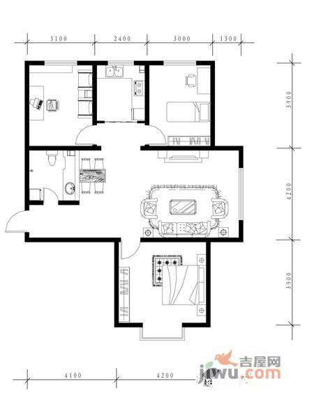 水泉文苑2室1厅2卫118.8㎡户型图