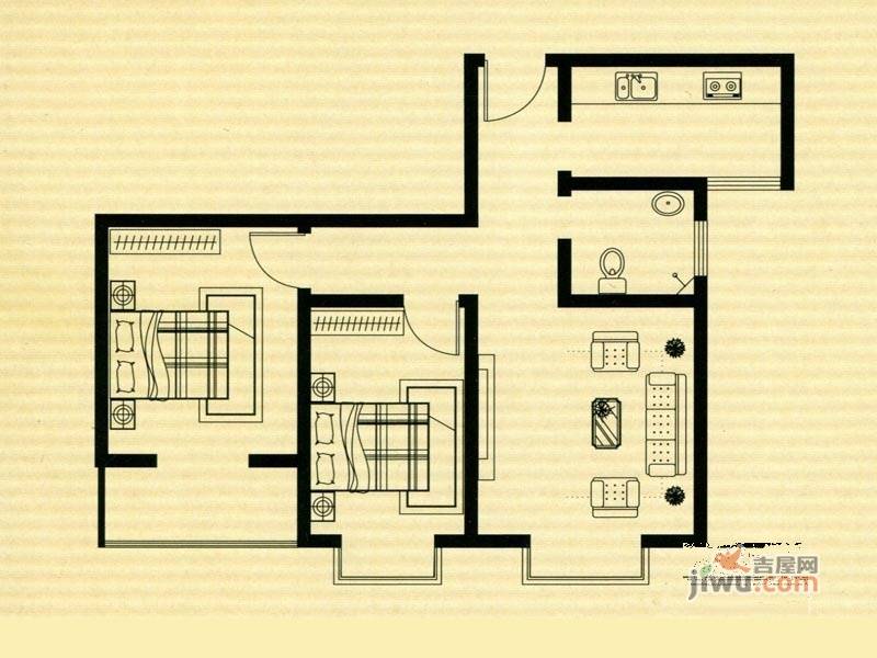 中迈书香苑2室1厅1卫78.1㎡户型图