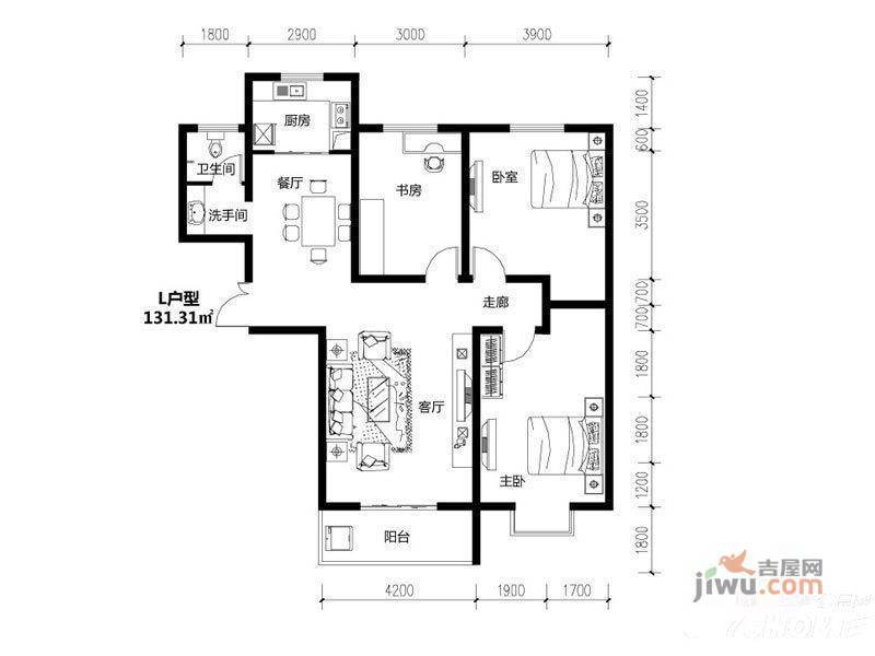 乐居时代2室1厅1卫55.1㎡户型图