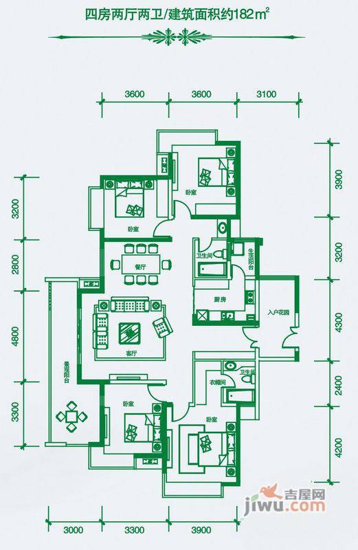 世纪华阳3室2厅2卫164㎡户型图