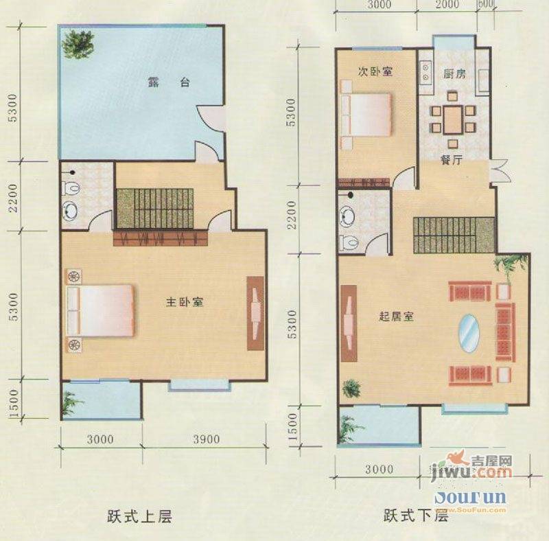 石河佳园2室2厅2卫156.1㎡户型图