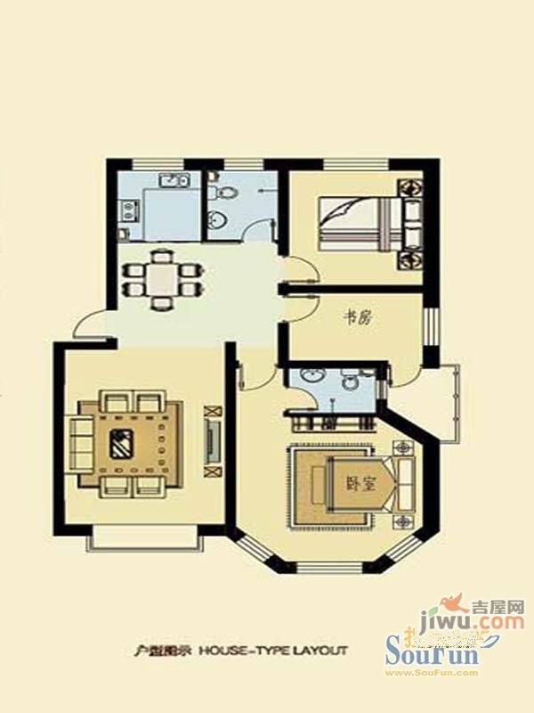 绿茵港湾3室2厅2卫108.3㎡户型图