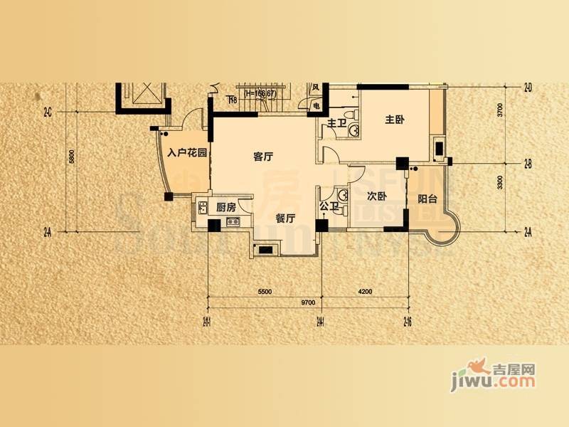 栢宝龙轩2室2厅2卫91.5㎡户型图