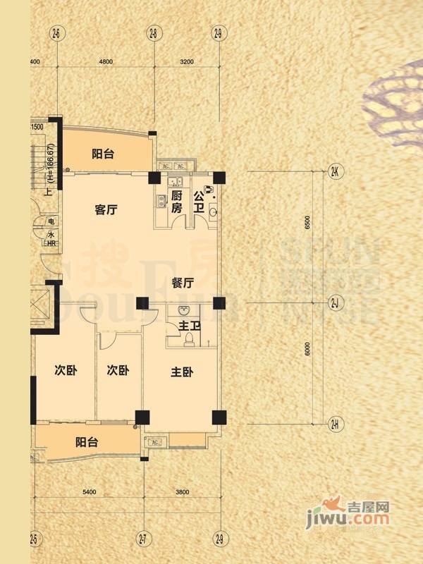 栢宝龙轩3室2厅2卫134.7㎡户型图