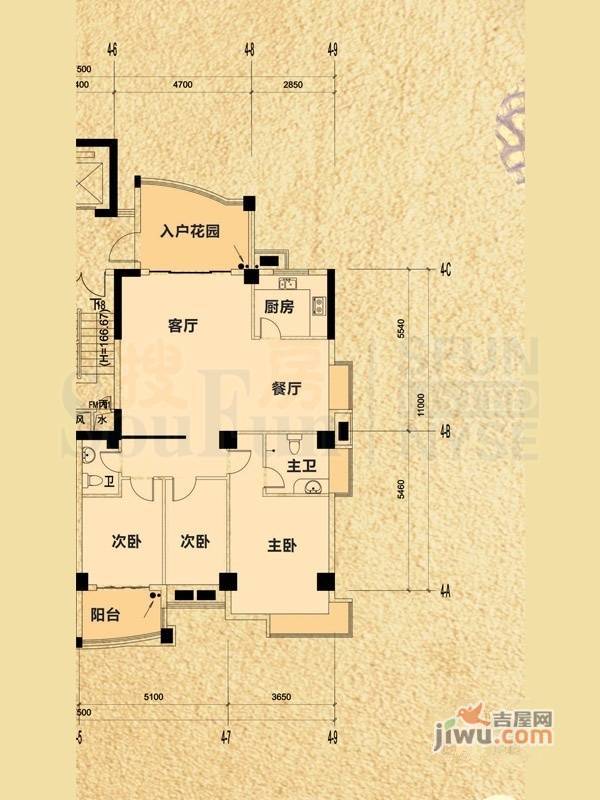 栢宝龙轩2室2厅2卫91.5㎡户型图