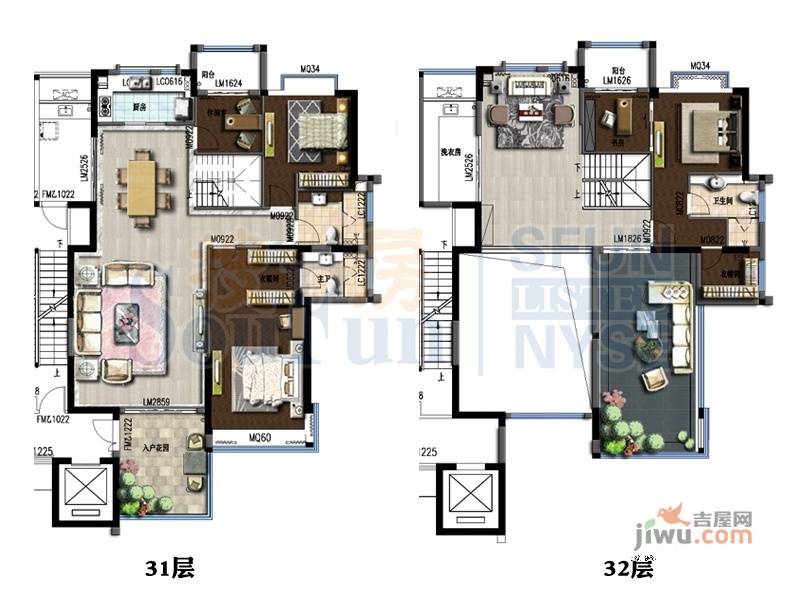 山海豪庭3室3厅3卫278.9㎡户型图