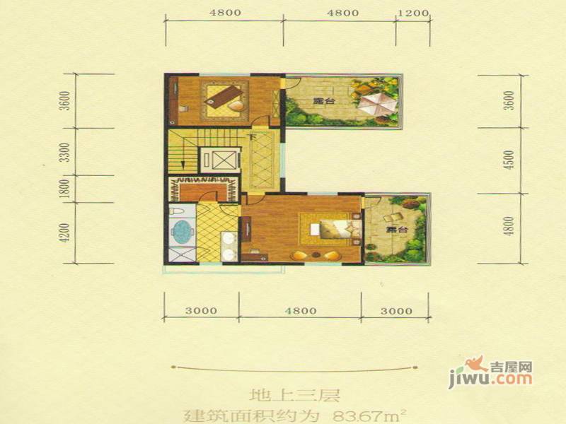 尚湖骏城3室2厅2卫93.2㎡户型图