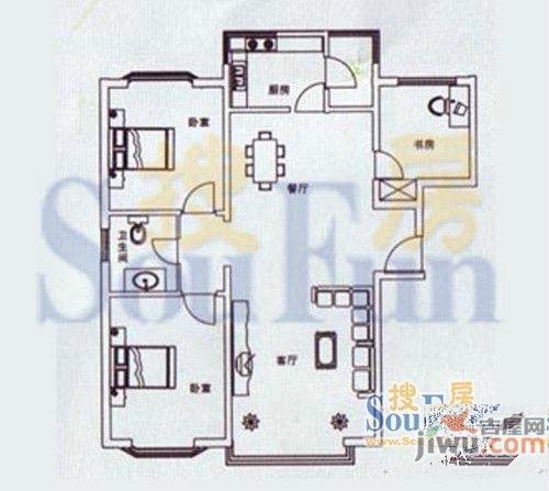 映象南湖小区3室2厅1卫112.6㎡户型图