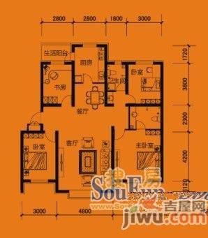 锦绣年华三期4室2厅2卫139㎡户型图