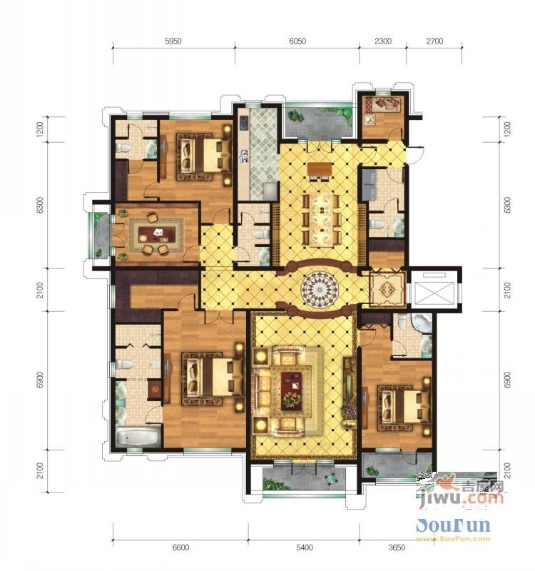 御宫华府5室3厅5卫300㎡户型图