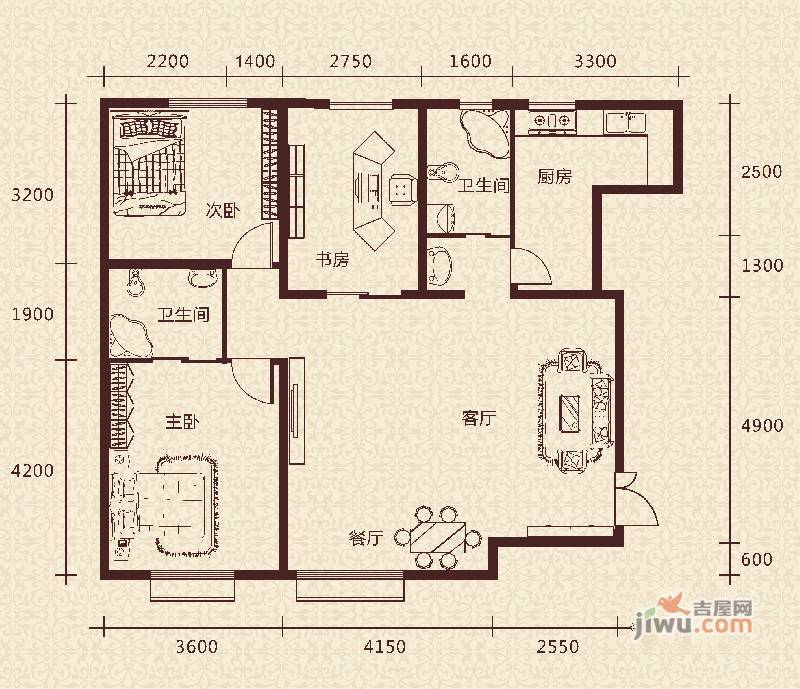 通嘉东方御景3室2厅1卫116.5㎡户型图