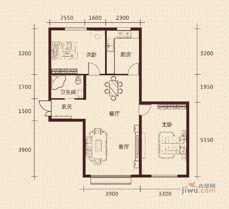 通嘉东方御景2室2厅1卫92.5㎡户型图