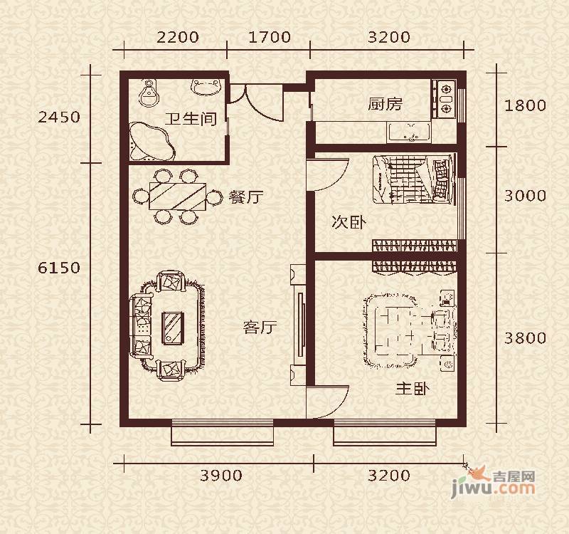 通嘉东方御景2室2厅1卫75.9㎡户型图