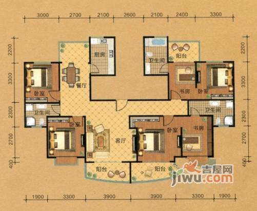 上海城4室2厅3卫200㎡户型图