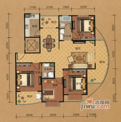 上海城4室2厅2卫152㎡户型图