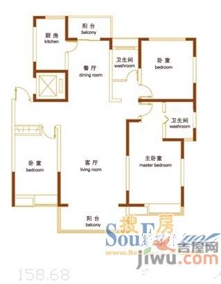 大海鑫天地普通住宅158.7㎡户型图