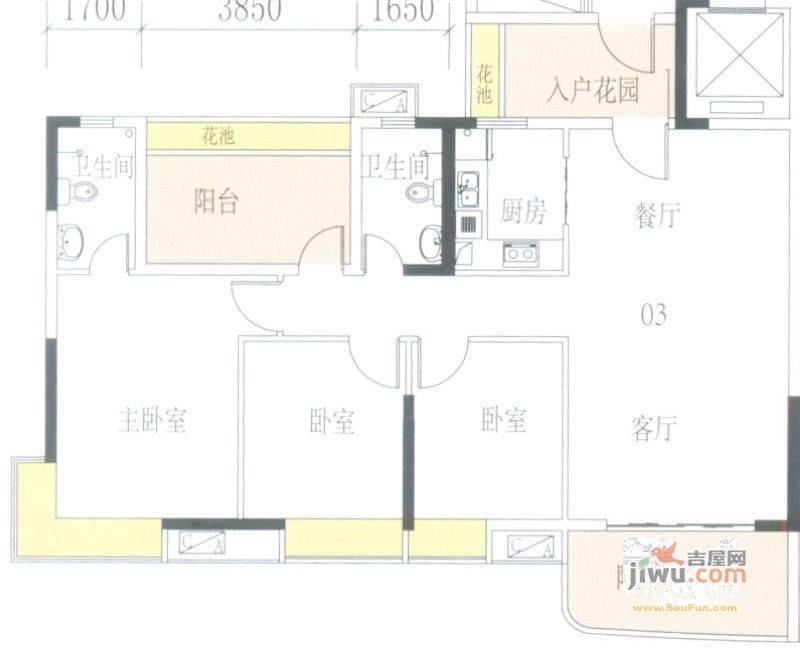 星御名都4室2厅1卫121.6㎡户型图