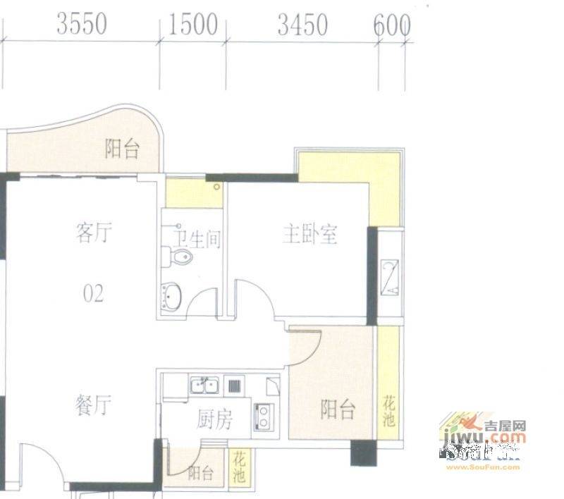 星御名都2室2厅1卫68.5㎡户型图