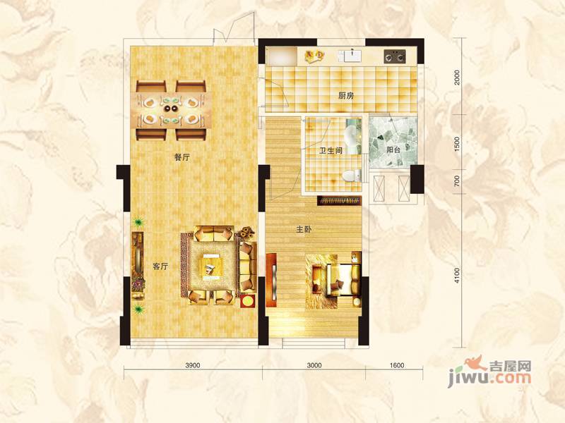 骏城龙廷花园1室0厅0卫60㎡户型图