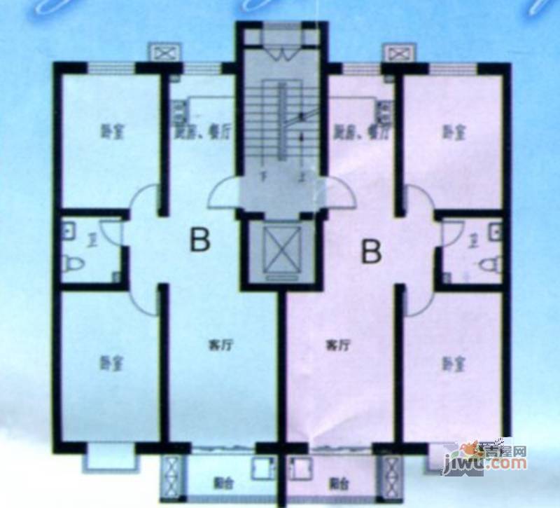 水韵天城2室2厅1卫92㎡户型图